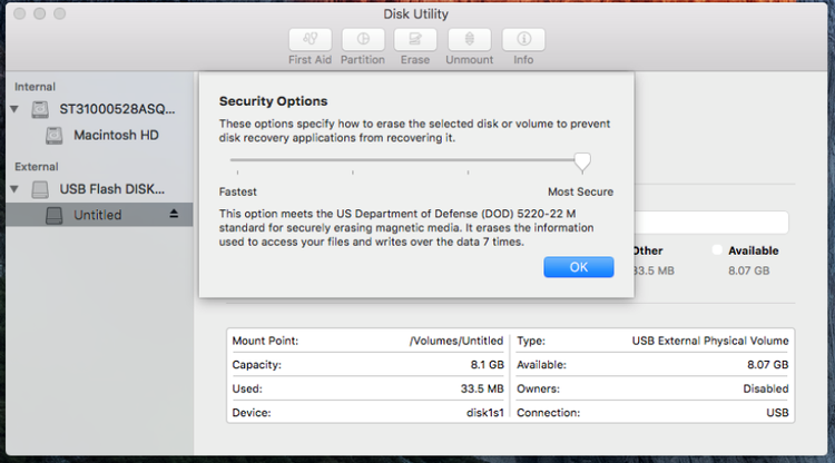default for mac disk utility erase